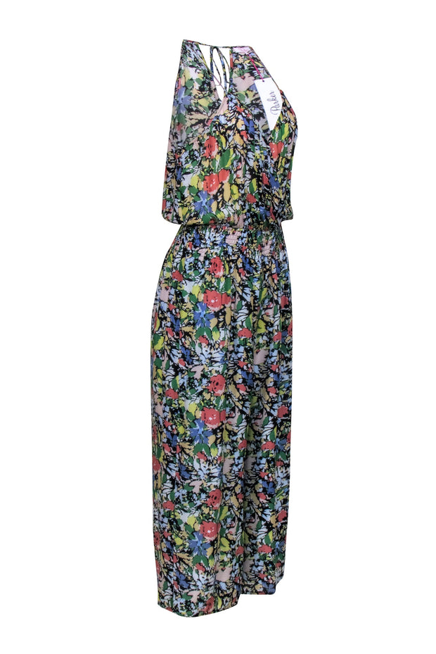 Current Boutique-Parker - Green, Black & Multi Color Floral Sleeveless Jumpsuit Sz 4