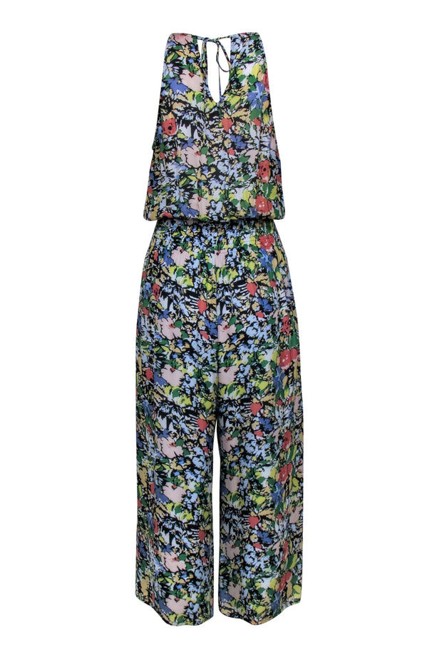 Current Boutique-Parker - Green, Black & Multi Color Floral Sleeveless Jumpsuit Sz 4