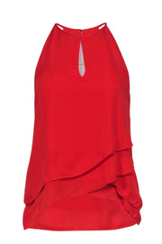 Current Boutique-Parker - Red High-Neck Sleeveless Tiered Blouse Sz S
