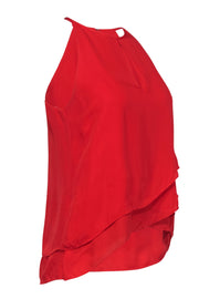 Current Boutique-Parker - Red High-Neck Sleeveless Tiered Blouse Sz S