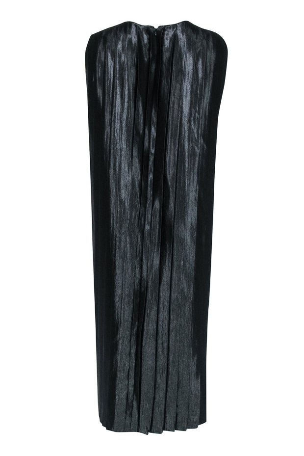Current Boutique-Partow - Black & White Hammered Satin Pleated Dress Sz 6