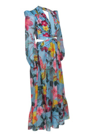 Current Boutique-Patbo - Blue w/ Multi Color Hibiscus Floral Maxi Dress in "Celeste" Sz S
