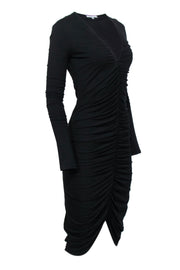 Current Boutique-Patrizia Pepe - Black V-Neckline Middle Ruched Dress Sz 2