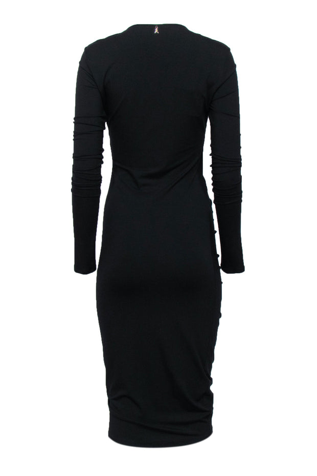 Current Boutique-Patrizia Pepe - Black V-Neckline Middle Ruched Dress Sz 2
