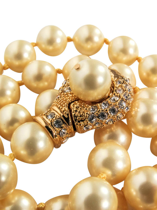 Current Boutique-Patty Tobin - Pearl Strand Necklace w/ Rhinestone Clasp