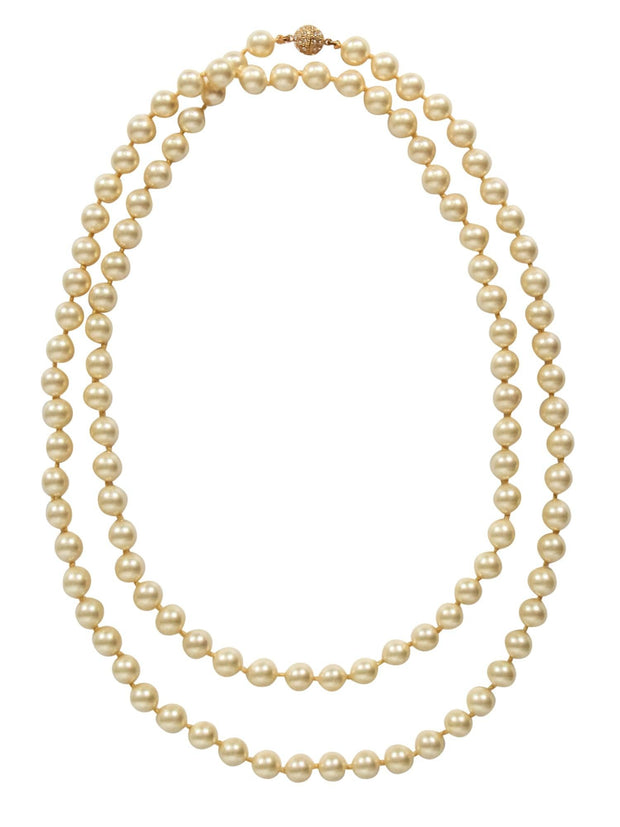 Current Boutique-Patty Tobin - Pearl Strand Necklace w/ Rhinestone Clasp