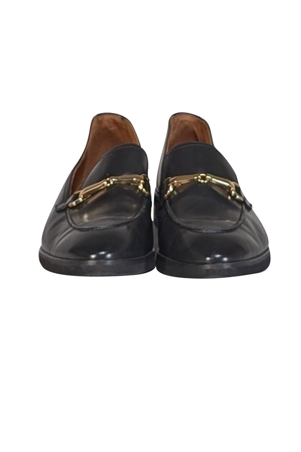 Paul Green - Black Leather Loafer w/ Gold Horsebit Toe Sz 7.5 - Current Boutique