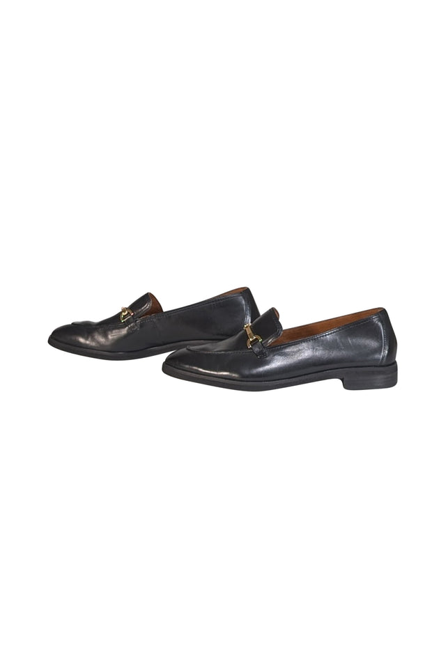 Paul Green - Black Leather Loafer w/ Gold Horsebit Toe Sz 7.5 - Current Boutique