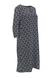 Current Boutique-Pendleton - Black & White Silk Long Sleeve Shift Dress Sz 2
