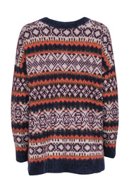 Current Boutique-Peruvian Connection - Purple & Orange Alpaca Wool Blend Knit Sweater Sz M