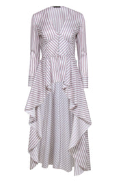 Current Boutique-Petrsyn - White High-Low Blouse w/ Multi-Color Stripes Sz XS