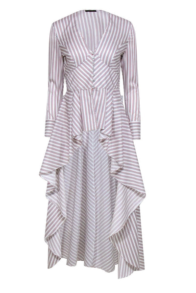 Current Boutique-Petrsyn - White High-Low Blouse w/ Multi-Color Stripes Sz XS