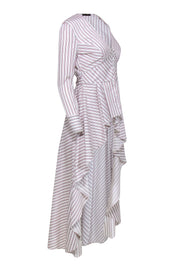 Current Boutique-Petrsyn - White High-Low Blouse w/ Multi-Color Stripes Sz XS