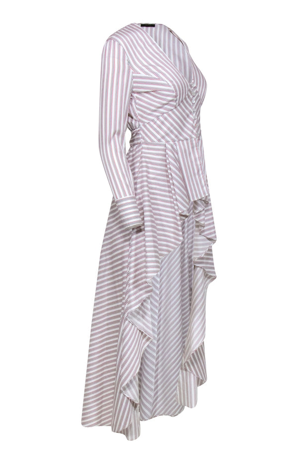 Current Boutique-Petrsyn - White High-Low Blouse w/ Multi-Color Stripes Sz XS