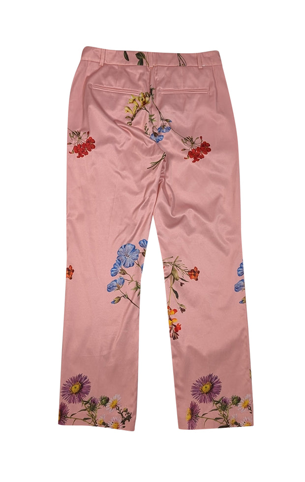 Pinko - Pink Floral Dress Pants Sz 2 - Current Boutique