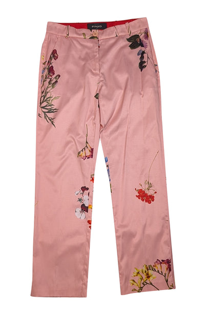 Pinko - Pink Floral Dress Pants Sz 2 - Current Boutique