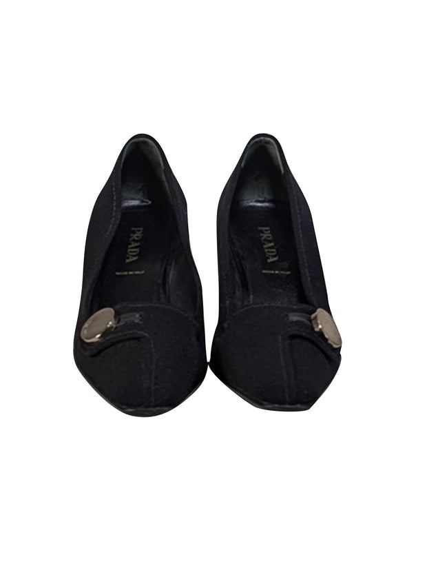 Current Boutique-Prada - Black Fabric Upper Kitten Heel Pumps Sz 6.5