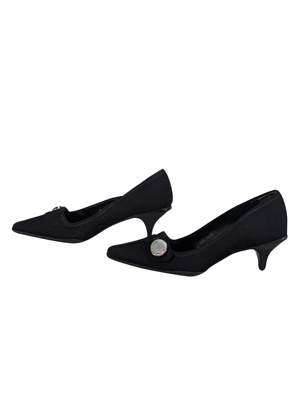 Current Boutique-Prada - Black Fabric Upper Kitten Heel Pumps Sz 6.5
