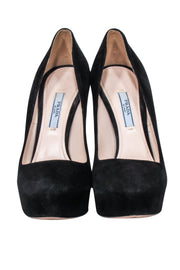 Current Boutique-Prada - Black Suede Platform Pumps Sz 7