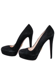 Current Boutique-Prada - Black Suede Platform Pumps Sz 7