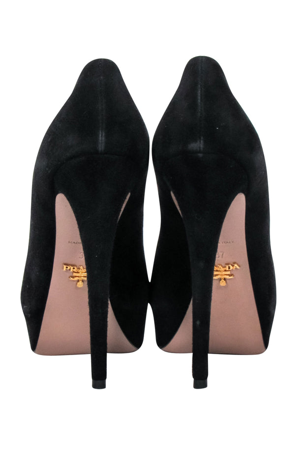 Current Boutique-Prada - Black Suede Platform Pumps Sz 7
