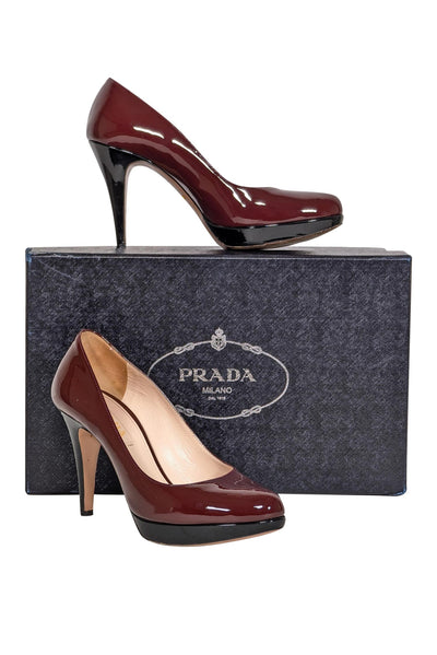 Current Boutique-Prada - Wine Red Patent Leather Pumps Sz 7.5