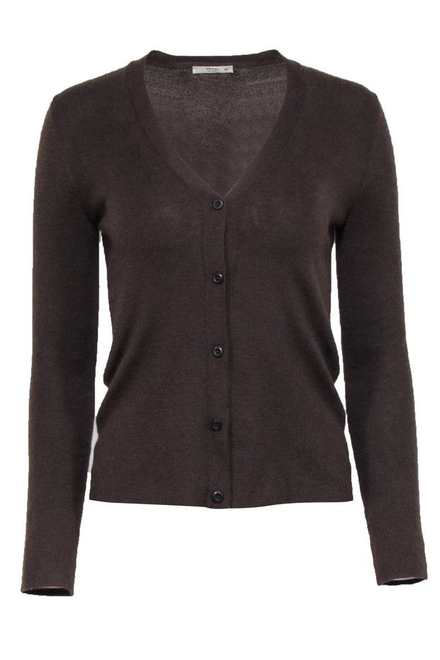 Current Boutique-Prada - Brown Knit Cardigan Cashmere Blend Sz 6