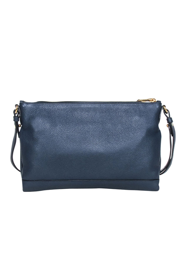 Current Boutique-Prada - Navy Pebbled Leather "Daino" Crossbody Bag w/ Gold Hardware