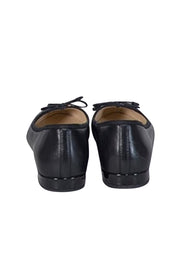 Current Boutique-Prada - Black Leather Leather Bow Toe Ballet Flats Sz 9.5