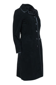 Current Boutique-Prada - Black Button-Up Jacket w/ Leather Trim Sz 6