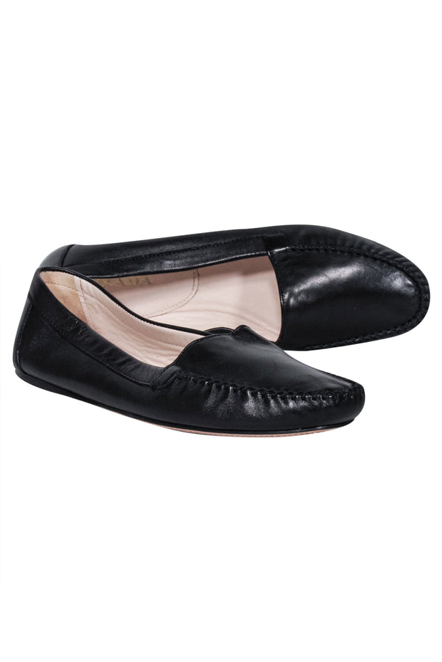 Current Boutique-Prada - Black Leather Slip On Loafers Sz 10