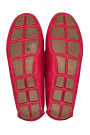 Current Boutique-Prada - Red Textured Leather Driving Loafers w/ Bow Upper Sz 8.5