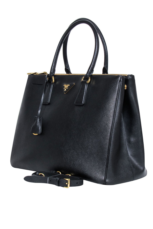 Current Boutique-Prada - Black Large Galleria Saffiano Leather Satchel Bag