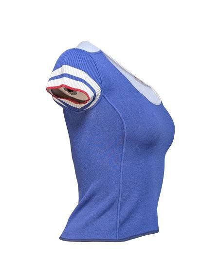 Current Boutique-Prada - Blue, White, & Red Knit Short Sleeve Top Sz S