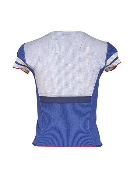 Current Boutique-Prada - Blue, White, & Red Knit Short Sleeve Top Sz S