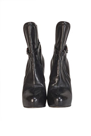 Prada - Black Leather Buckle Ankle Detail Short Boots Sz 9.5 - Current Boutique