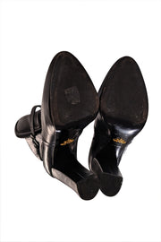 Prada - Black Leather Buckle Ankle Detail Short Boots Sz 9.5 - Current Boutique