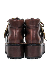 Current Boutique-Prada - Brown Leather w/ Mustard Toe Cap Platform Boots Sz 9