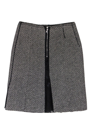 Current Boutique-Prada - Black & Cream Blend Zipper Front Skirt Sz 12