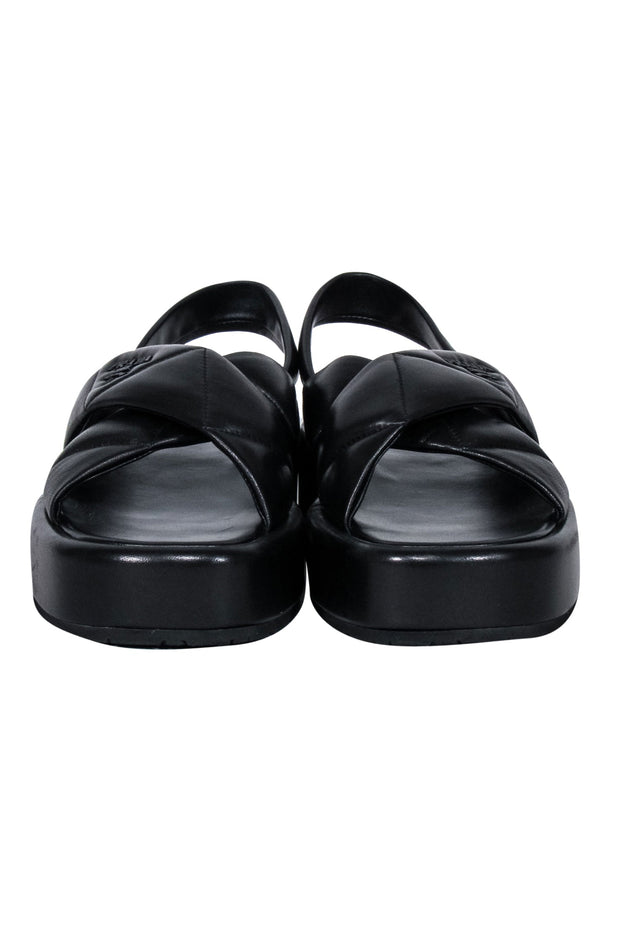 Current Boutique-Prada - Black Leather Puff Strappy Sandals Sz 8