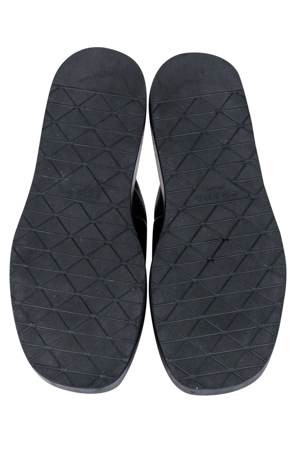 Current Boutique-Prada - Black Leather Puff Strappy Sandals Sz 8