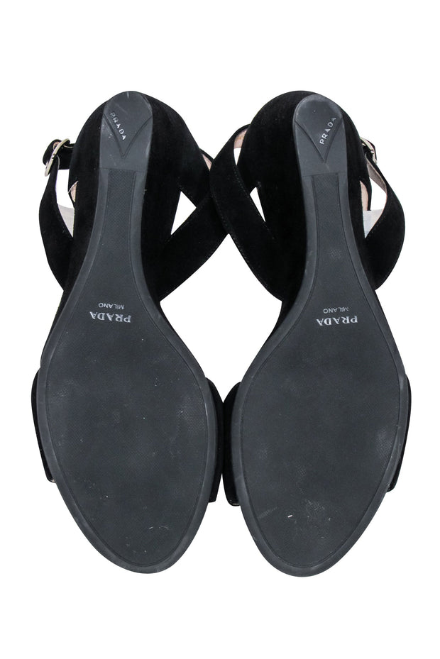 Current Boutique-Prada - Black Suede Strappy Sandals Sz 8