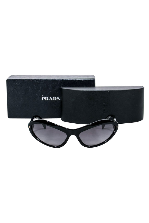Current Boutique-Prada - Black Curved Frame Sunglasses