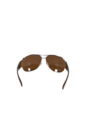 Current Boutique-Prada - Brown Tortoise Leg w/ Gold Aviator Frame Sunglasses