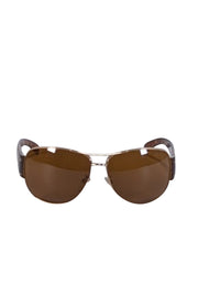 Current Boutique-Prada - Brown Tortoise Leg w/ Gold Aviator Frame Sunglasses