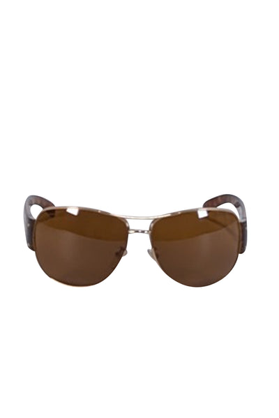Current Boutique-Prada - Brown Tortoise Leg w/ Gold Aviator Frame Sunglasses