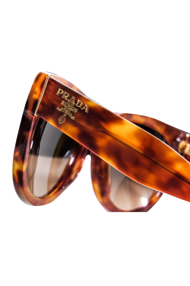 Current Boutique-Prada - Brown Tortoise Rounded Cat Eye Sunglasses