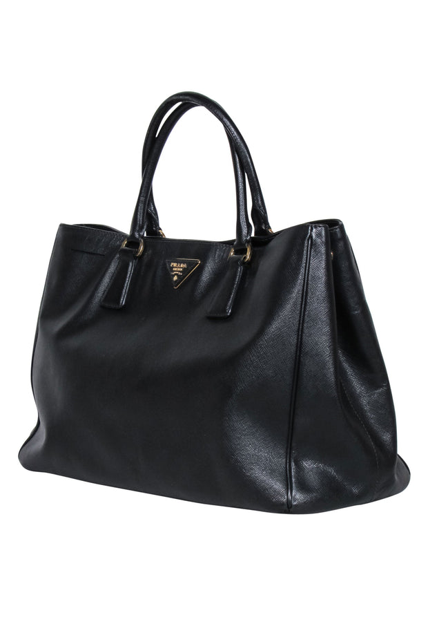 Current Boutique-Prada - Black Saffiano Leater Largo Tote Bag