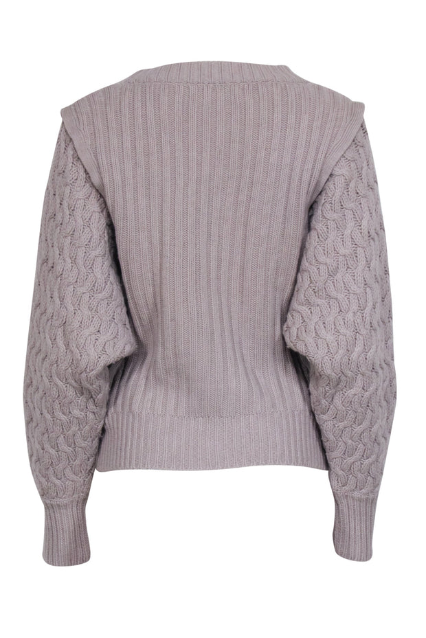 Current Boutique-Preen Line - Dark Beige Cable Knit Sleeve Sweater Sz S