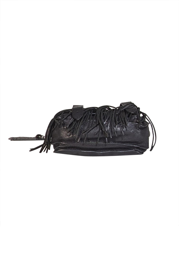 Proenza Schouler - Black Leather Fringe Trim Crossbody Bag - Current Boutique